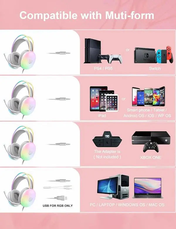 Rainbow Gaming Headphones Style Tech Mart